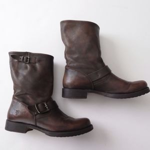 FRYE Boots Veronica 8M Brown Motorcycle